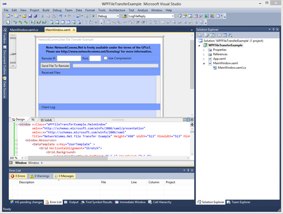 The base user interface for the file transfer application. Next we need to add the necessary functionality.
