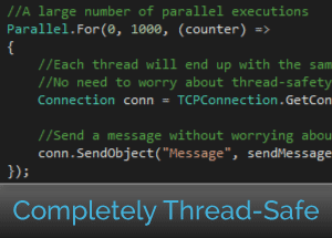 Completely thread-safe C# network library